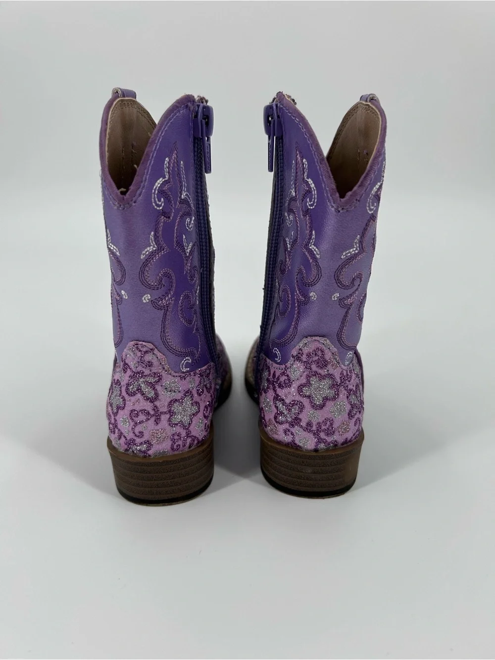 Roper Kids Lavender Floral Glitter Western Cowboy Boots - Toddler Size 6